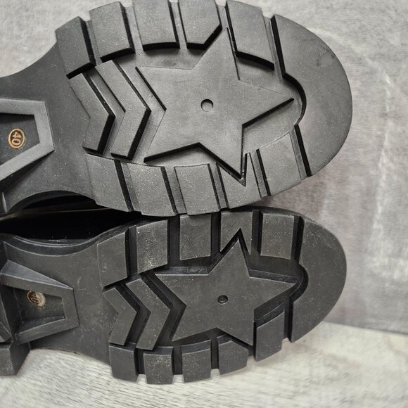 Masika Black Patent Leather Loafers with tassels, Size 40 (US 8.5) Thick-Soled - Picture 11 of 13